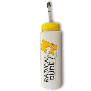 Vintage 1990 The Simpsons Bart "Radical Dude!" White Sports Water Bottle